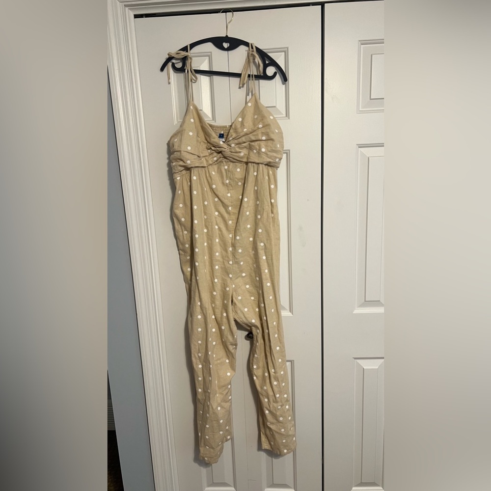 Tan polka dot jumpsuit